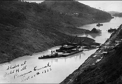 Mud slide on Panama Canal